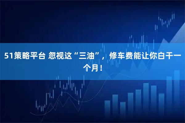 51策略平台 忽视这“三油”，修车费能让你白干一个月！