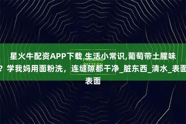 星火牛配资APP下载 生活小常识,葡萄带土腥味？学我妈用面粉洗，连缝隙都干净_脏东西_清水_表面